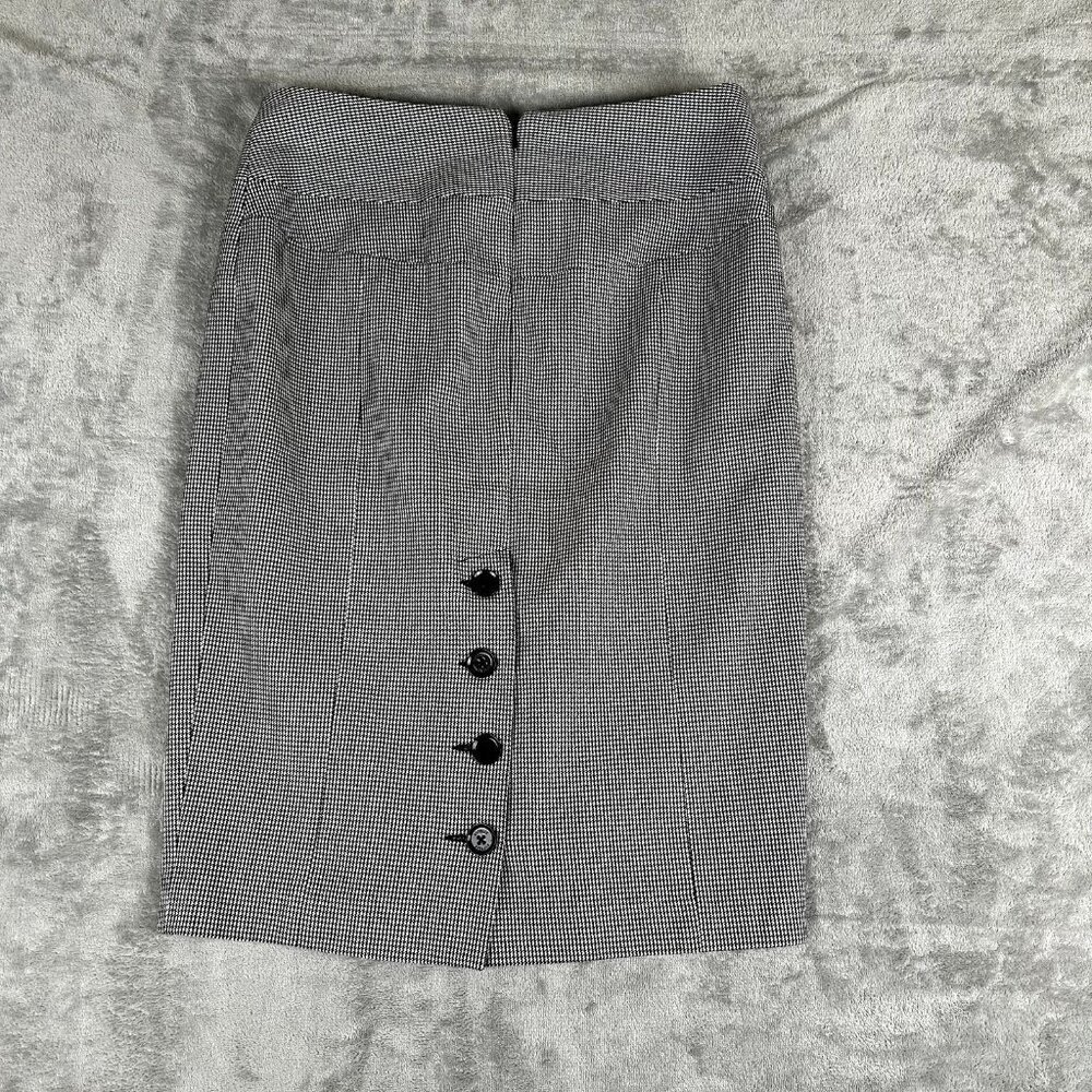 Express Design Studio Pencil Skirt Size 2 Button Back Black White Houndstooth